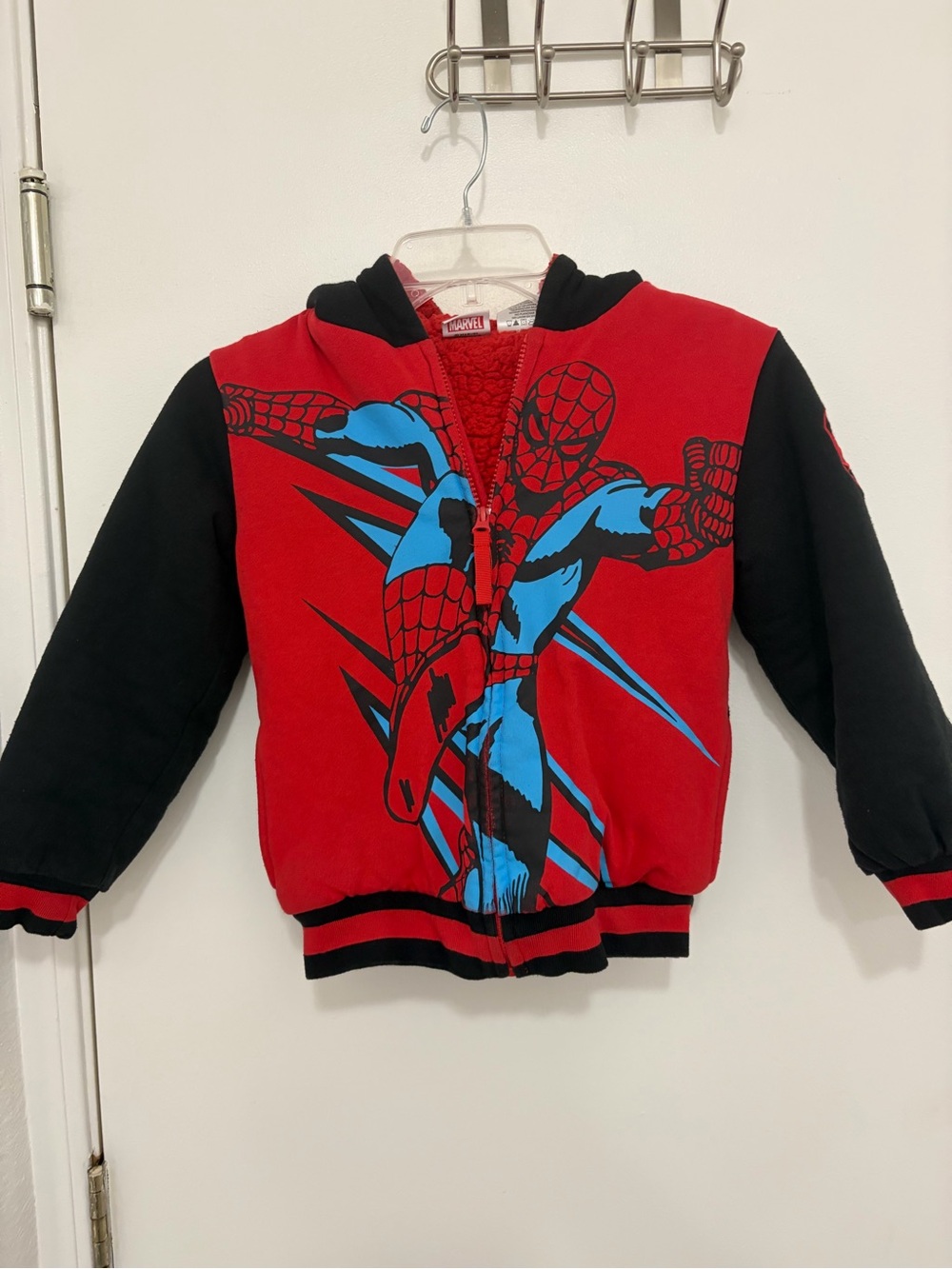 Marvel Red & Black Spider-Man Zip-Up Hoodie with Blue Graphic